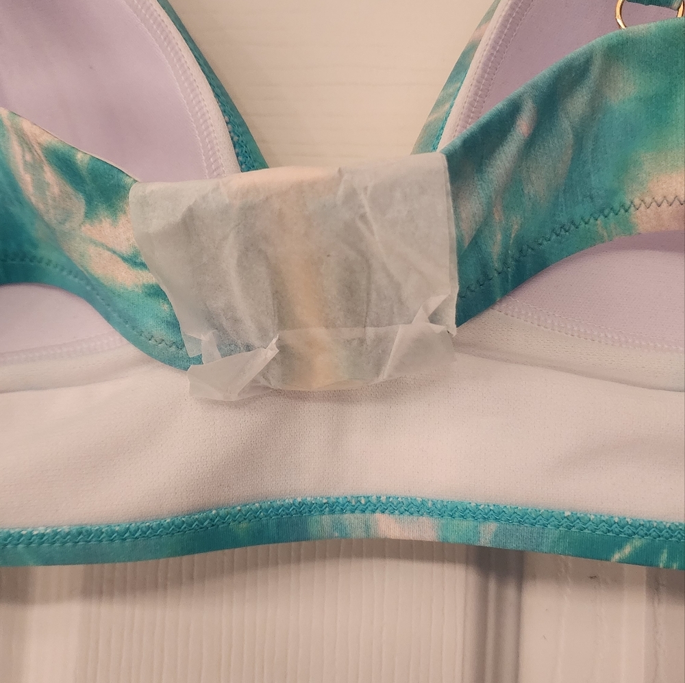 Calme by Johnny Was Bikini Top in Blue multi tie-dye adjustable size XS - Picture 8 of 9